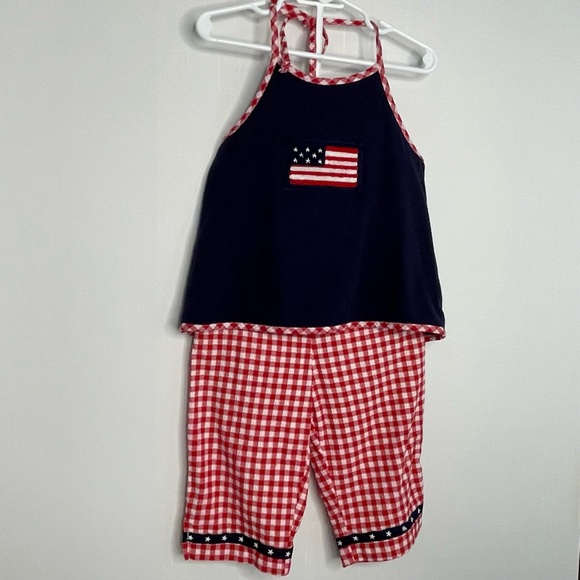 Vintage Other - Cottontail Originals Girls Gingham Wrap Halter Top Crop Pants USA Vintage 4T